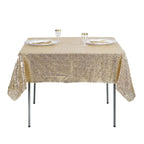 Sequin 60"x60" Table Overlay Square Tablecloth Champagne - Luxe Wedding Table Topper