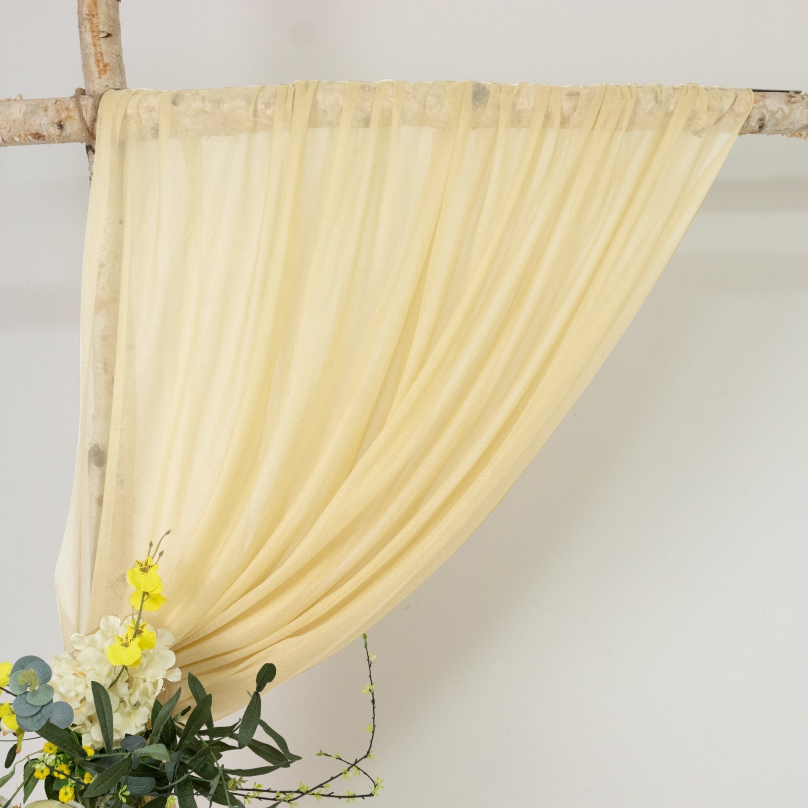 Champagne Sheer Backdrop Drape â€“ 5ft x 14ft Wedding Arch & Ceiling Decor Panel, Wrinkle Free with Soft Shimmer - Bell Racket Store