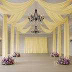 Champagne Sheer Backdrop Drape â€“ 5ftx32ft Wedding Arch & Ceiling Decor Panel, Wrinkle Free with Soft Shimmer - Bell Racket Store