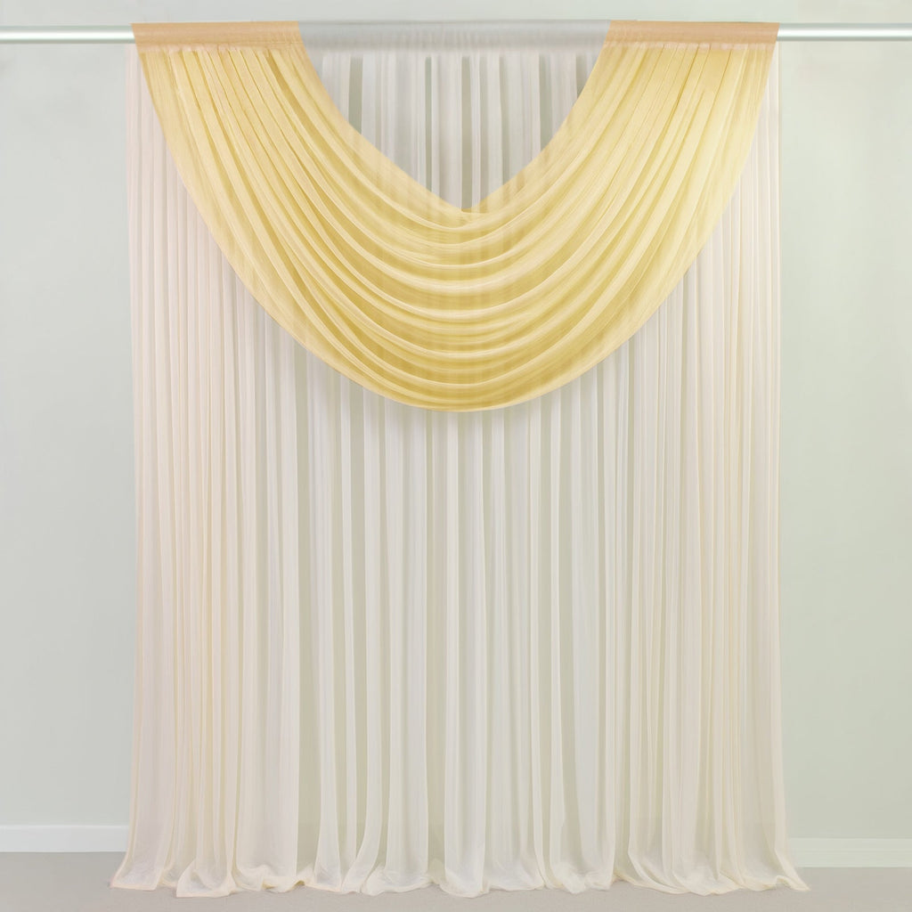 Champagne Sheer Chiffon Valance Curtain 4ft x 5ft â€“ Wedding Arch Drape with Rod Pocket, Voile Backdrop Panel - Bell Racket Store