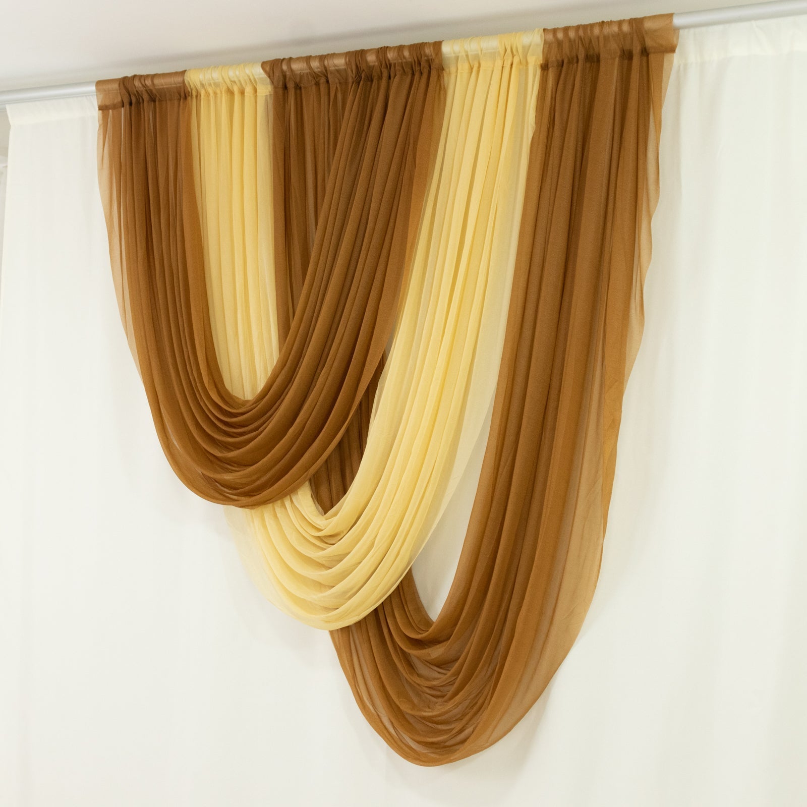 Champagne Sheer Chiffon Valance Curtain 4ft x 6ft â€“ Wedding Arch Drape with Rod Pocket, Voile Backdrop Panel - Bell Racket Store