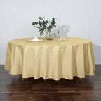 Polyester 108" Round Tablecloth Champagne - Wrinkle-Resistant Table Cover