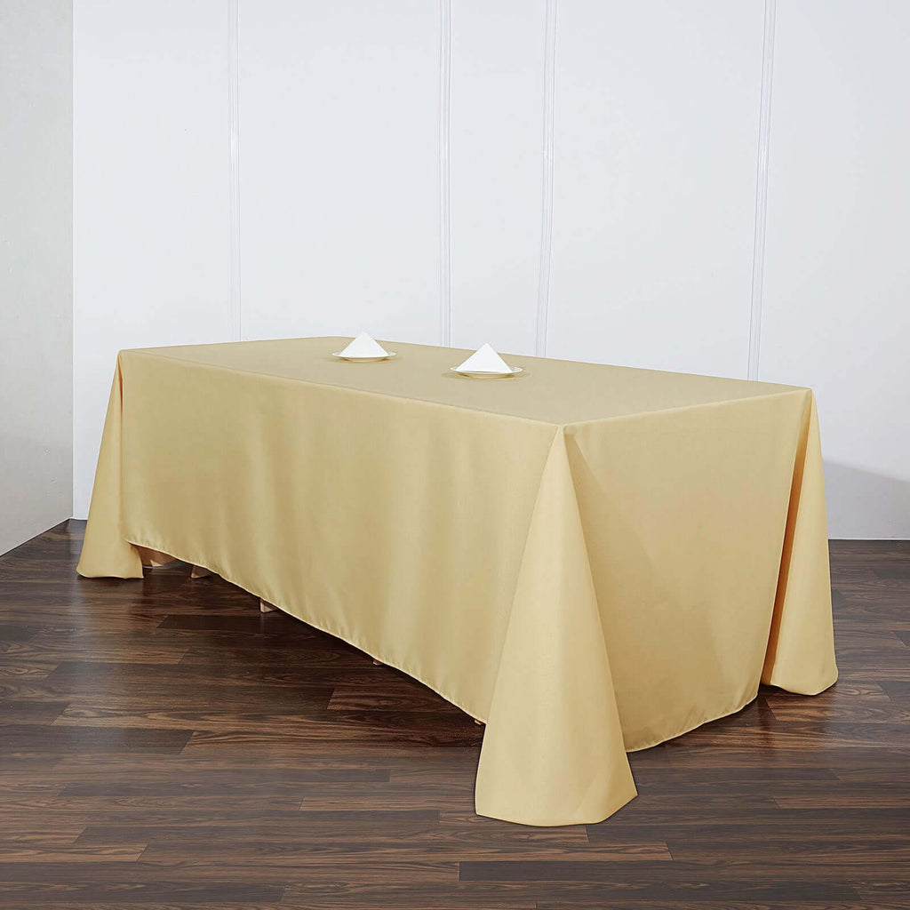 Polyester 90"x132" Rectangle Tablecloth Champagne - Seamless Wrinkle-Resistant Table Cover