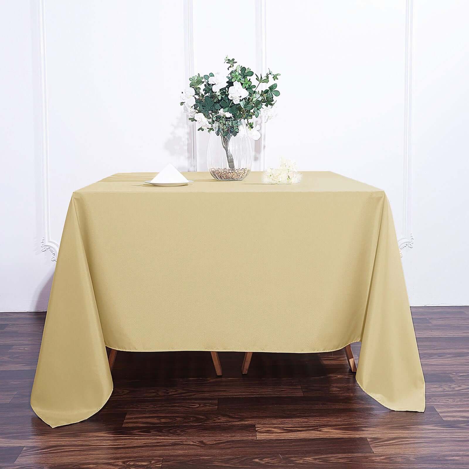 Polyester Square 90"x90" Tablecloth Champagne - Wrinkle-Resistant & Durable Table Cover