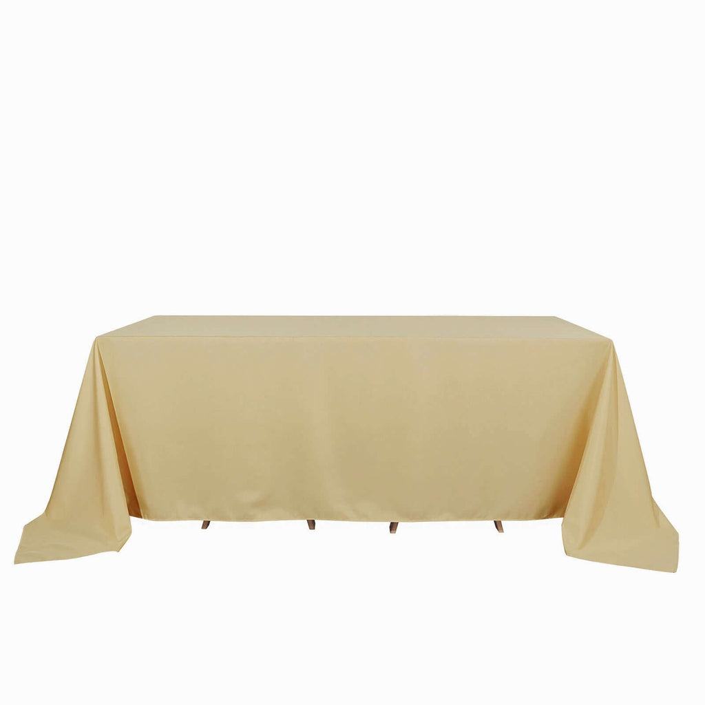 Polyester 90"x132" Rectangle Tablecloth Champagne - Seamless Wrinkle-Resistant Table Cover