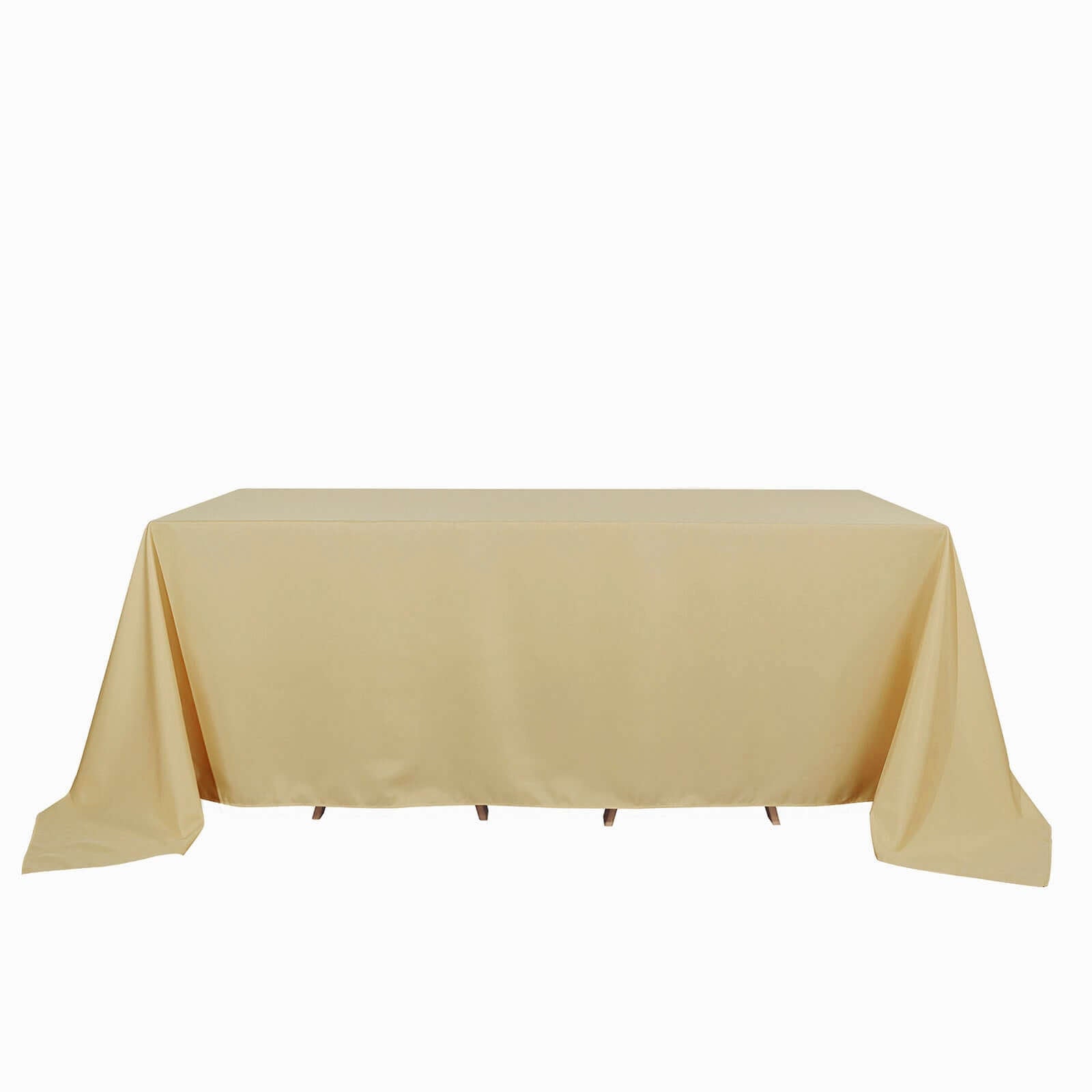 Polyester 90"x132" Rectangle Tablecloth Champagne - Seamless Wrinkle-Resistant Table Cover