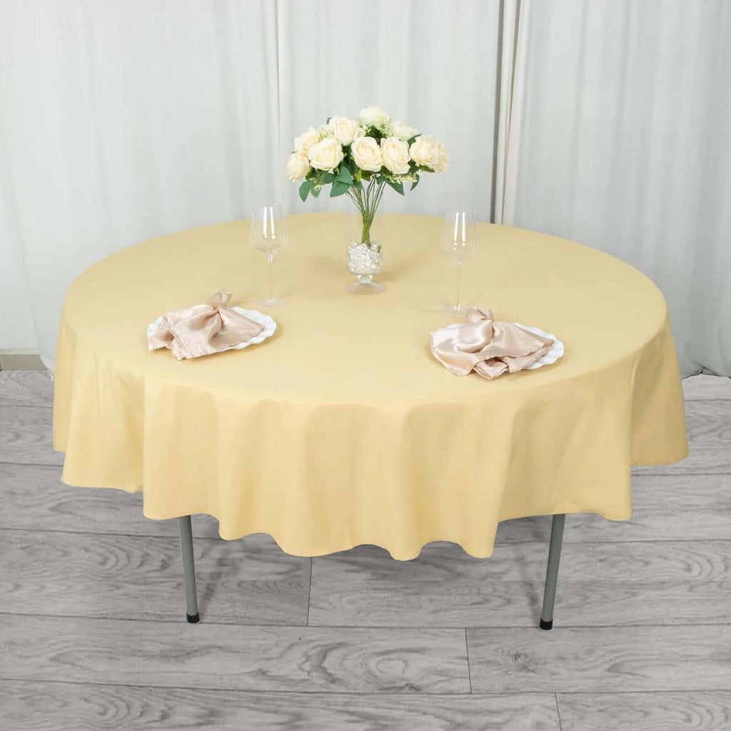 Premium Polyester 90" Round Tablecloth Champagne - Stain and Wrinkle-Resistant Design with 220GSM Thickness Table Cover