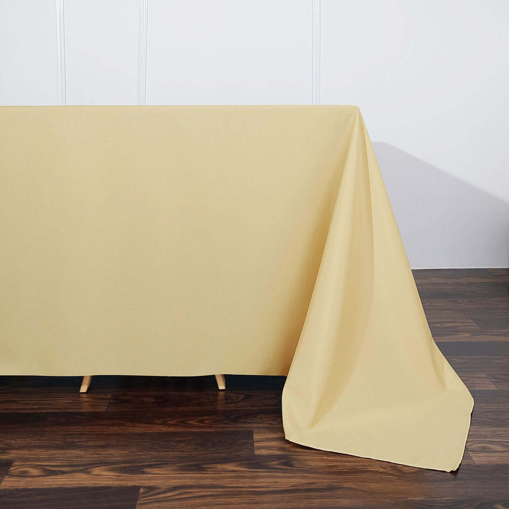 Polyester 90"x132" Rectangle Tablecloth Champagne - Seamless Wrinkle-Resistant Table Cover