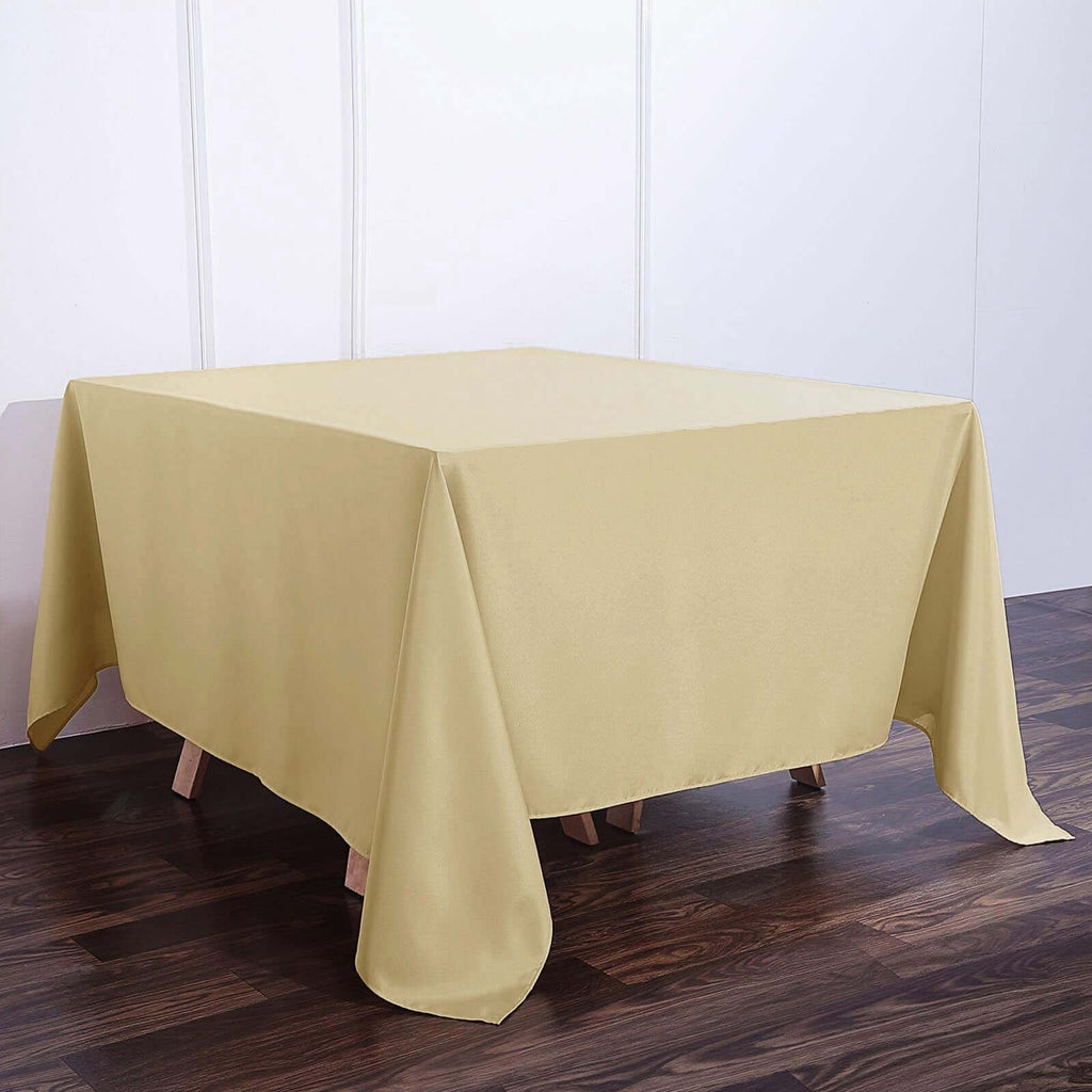 Polyester Square 90"x90" Tablecloth Champagne - Wrinkle-Resistant & Durable Table Cover