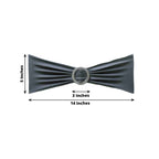 5 Pack Stretch Spandex Chair Sashes Charcoal Gray - Reusable Chair Bands with Silver Diamond Ring Slide Buckle 5"x14"