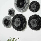 Set of 6 Charcoal Gray Carnation 3D Paper Flowers Wall Decor - 7",9",11"