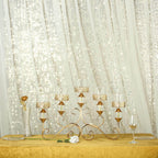 5-Arm Metal Table Candelabra Antique Gold Crown Top Design - Stylish Horizontal Table Centerpiece with Glass Votive Holders 18"