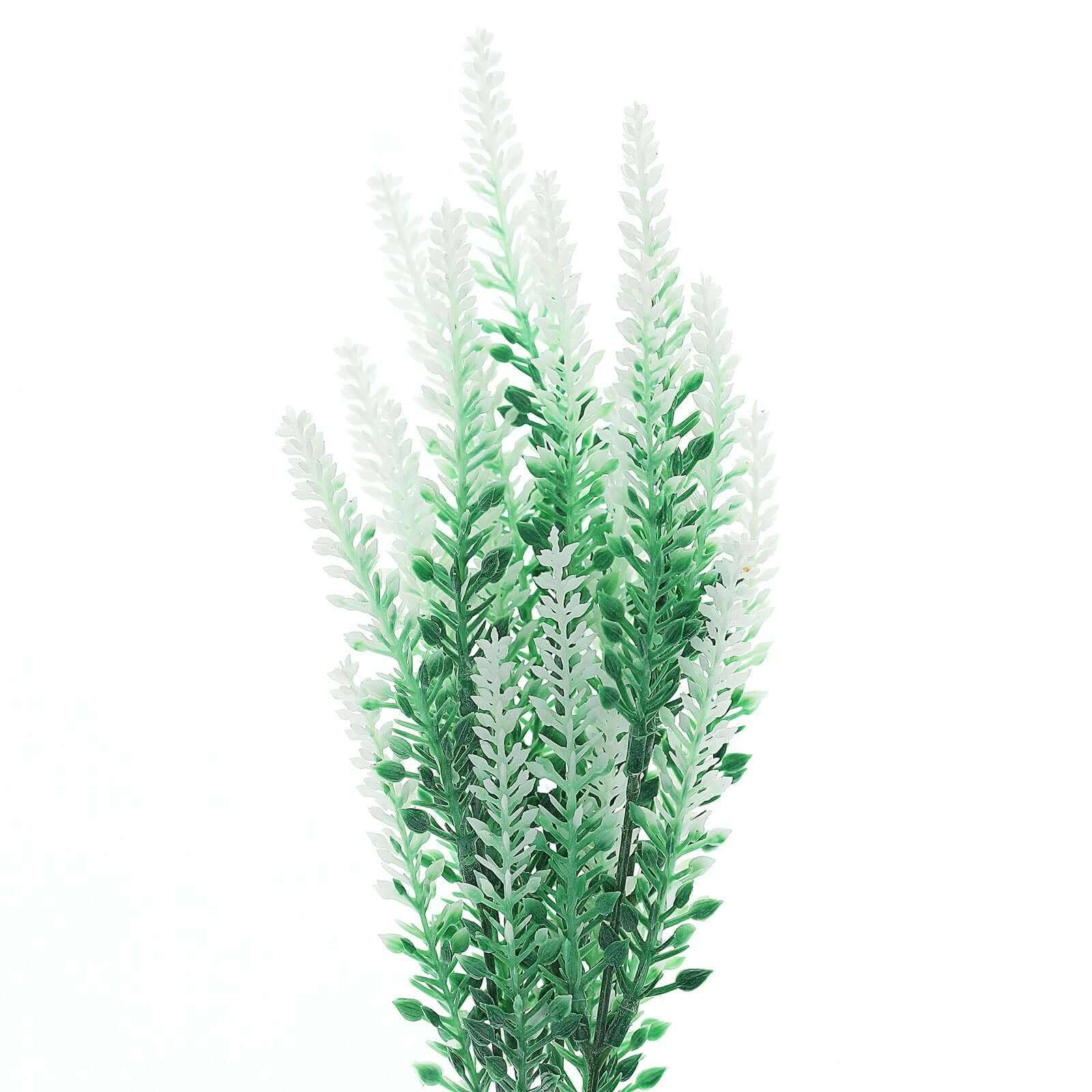 4 Bushes 14" Green White Artificial Lavender Flower Plant Stems Greenery
