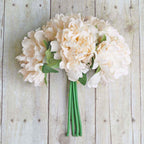 11" Blush Cream Real Touch Artificial Silk Peonies Flower Bouquet