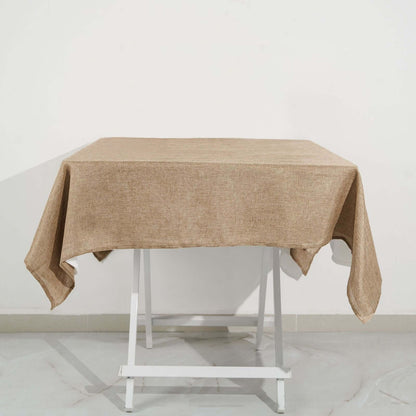 Faux Burlap Jute 54"x54" Square Tablecloth Natural - Rustic Event Table Linen