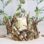 Natural Wooden Candle Holder Centerpiece - Rustic Mini Flower Vase for Events & Tables 6"