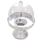 12-Pack Fillable Mini Pedestal Candy Container Clear/Silver - Decorative Candy Treat Favor Boxes with Dome Lid 4"