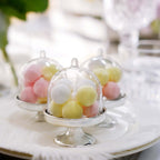 12-Pack Fillable Mini Pedestal Candy Container Clear/Silver - Stylish Candy Treat Favor Containers with Dome Lid 3"