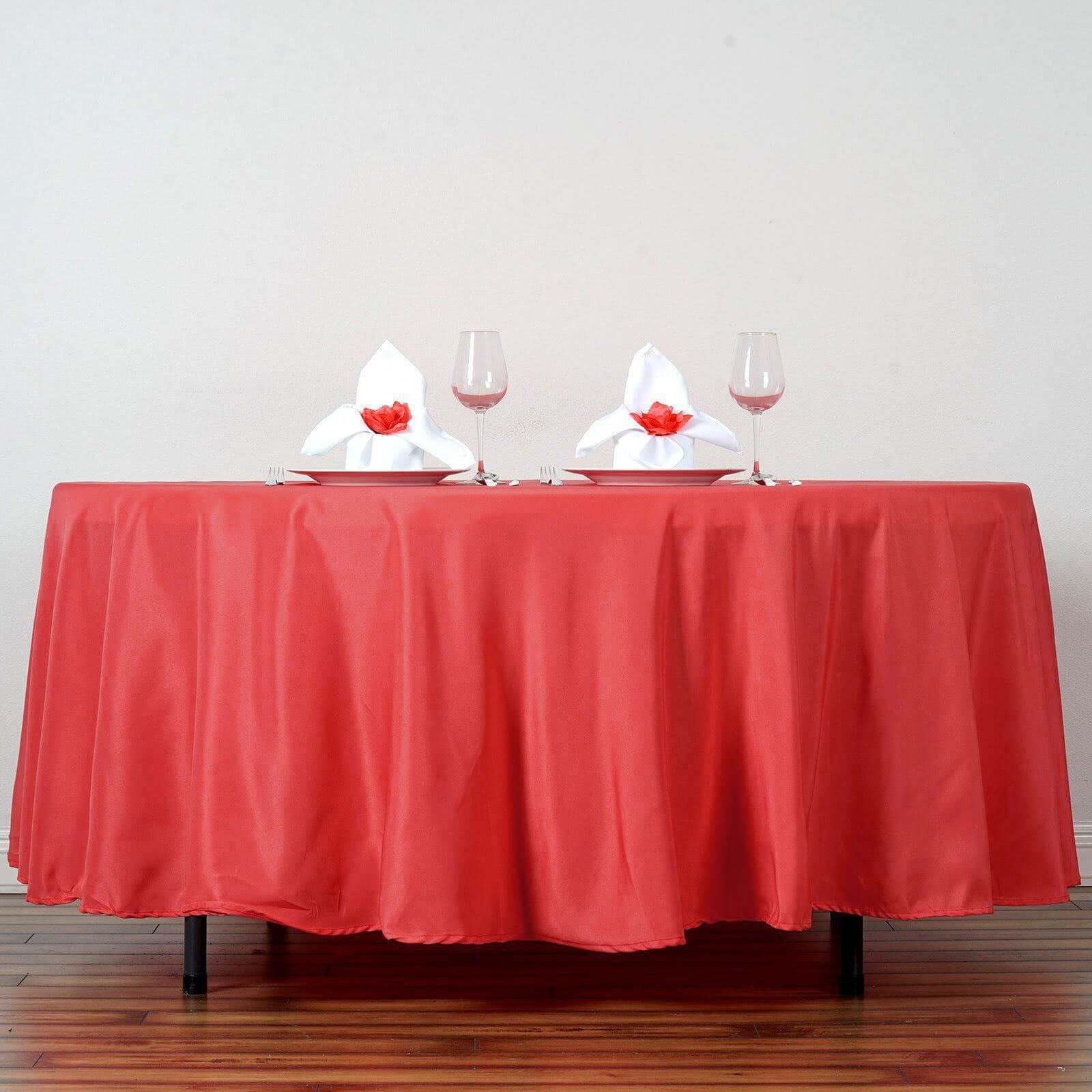 Polyester 108" Round Tablecloth Red - Wrinkle-Resistant Table Cover