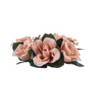 4 Pack 3" Dusty Rose Artificial Silk Rose Flower Candle Ring Wreaths