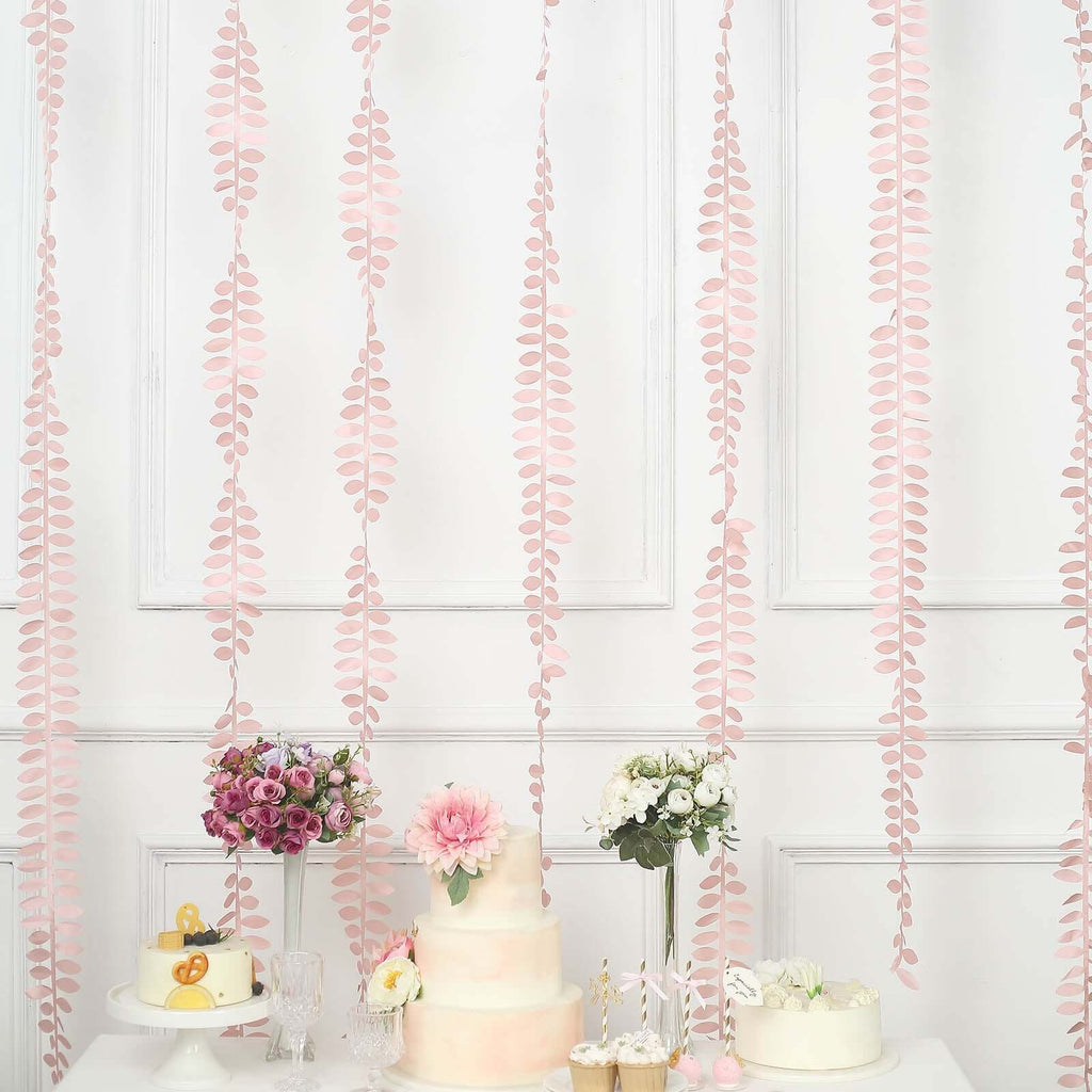 Taffeta Ribbon Sash with 4" Leaf Petal Design Dusty Rose 50ft - Sophisticated Artificial Fabric Garland