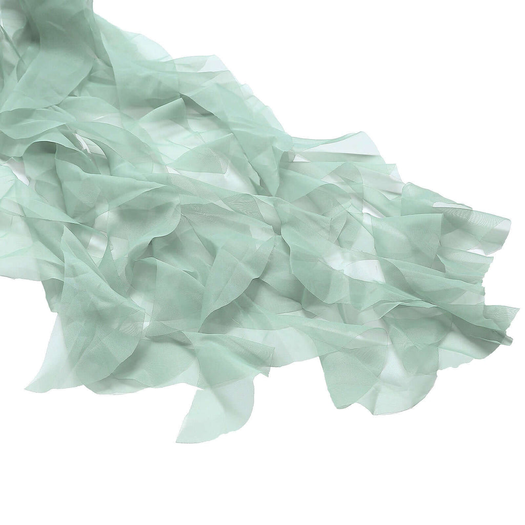 Chiffon Chair Sash with Curly Design Eucalyptus Sage - Stylish Chair Decorations