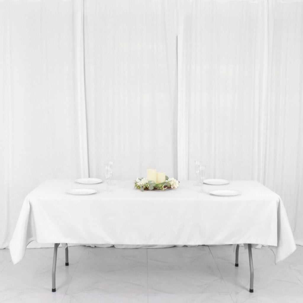 Polyester 54"x96" Rectangle Tablecloth White - Wrinkle-Resistant & Easy-to-Care Table Cover for Weddings & Events