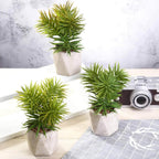 3-Pack Crassula Artificial Succulents in Geometric Ceramic Pot - Lifelike Decorative Faux Plants for Home Office & Event Design 8"