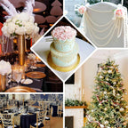 Faux Pearl Beaded 16" Chair Back Garland Sash Clear Gatsby-Inspired Style - Pre-Tied Chic Wedding Decor for Chiavari Chairs