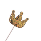 9-Pack Sequin Crown and Tutu Cupcake Cake Toppers Gold - Shimmering Princess Inspired Cake Inserts DIY Party Decoration Supplies