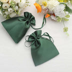 12 Pack 5"x7" Hunter Emerald Green Satin Wedding Party Favor Bags, Drawstring Pouch Gift Bags