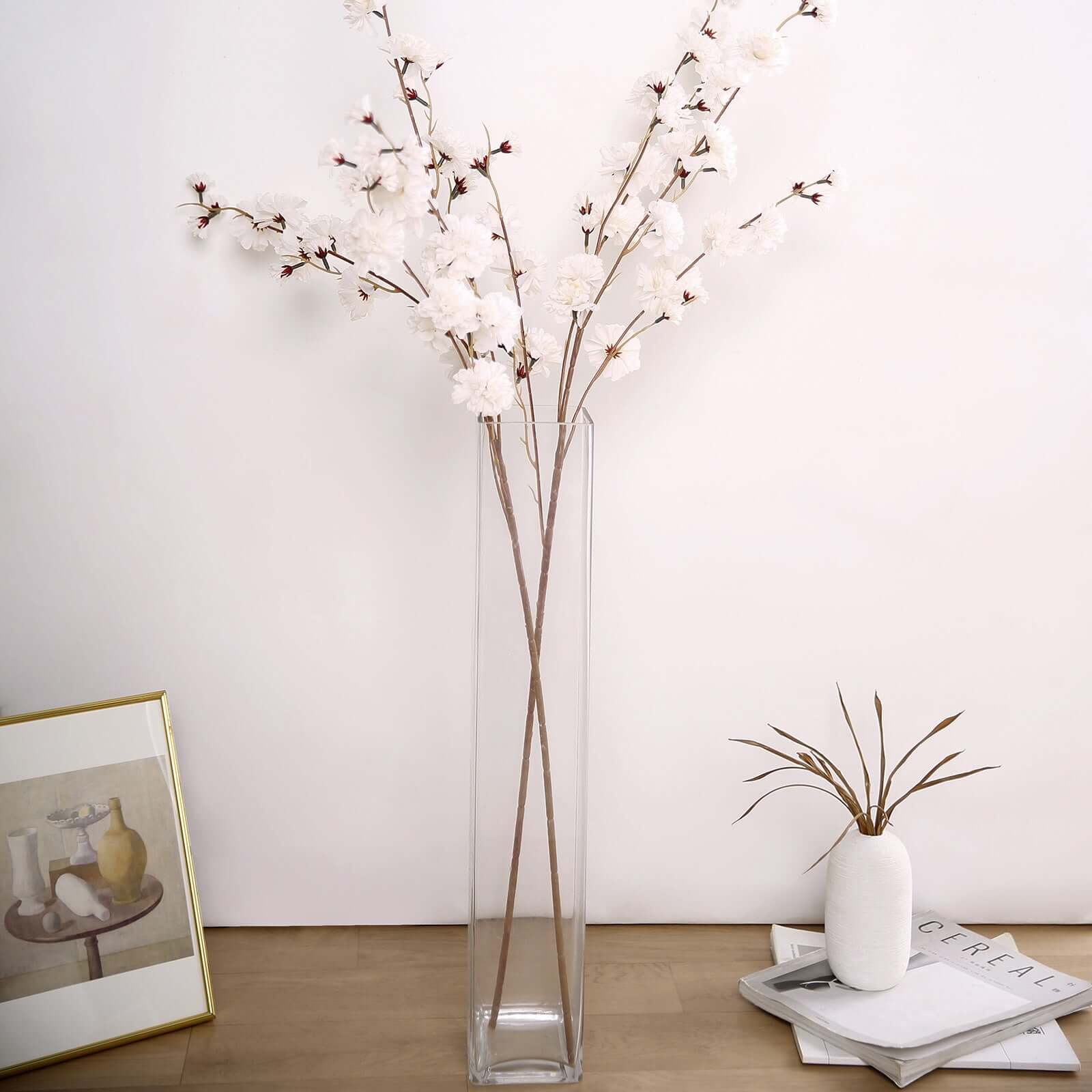 2 Branches 42" Tall Ivory Artificial Silk Carnation Flower Stems
