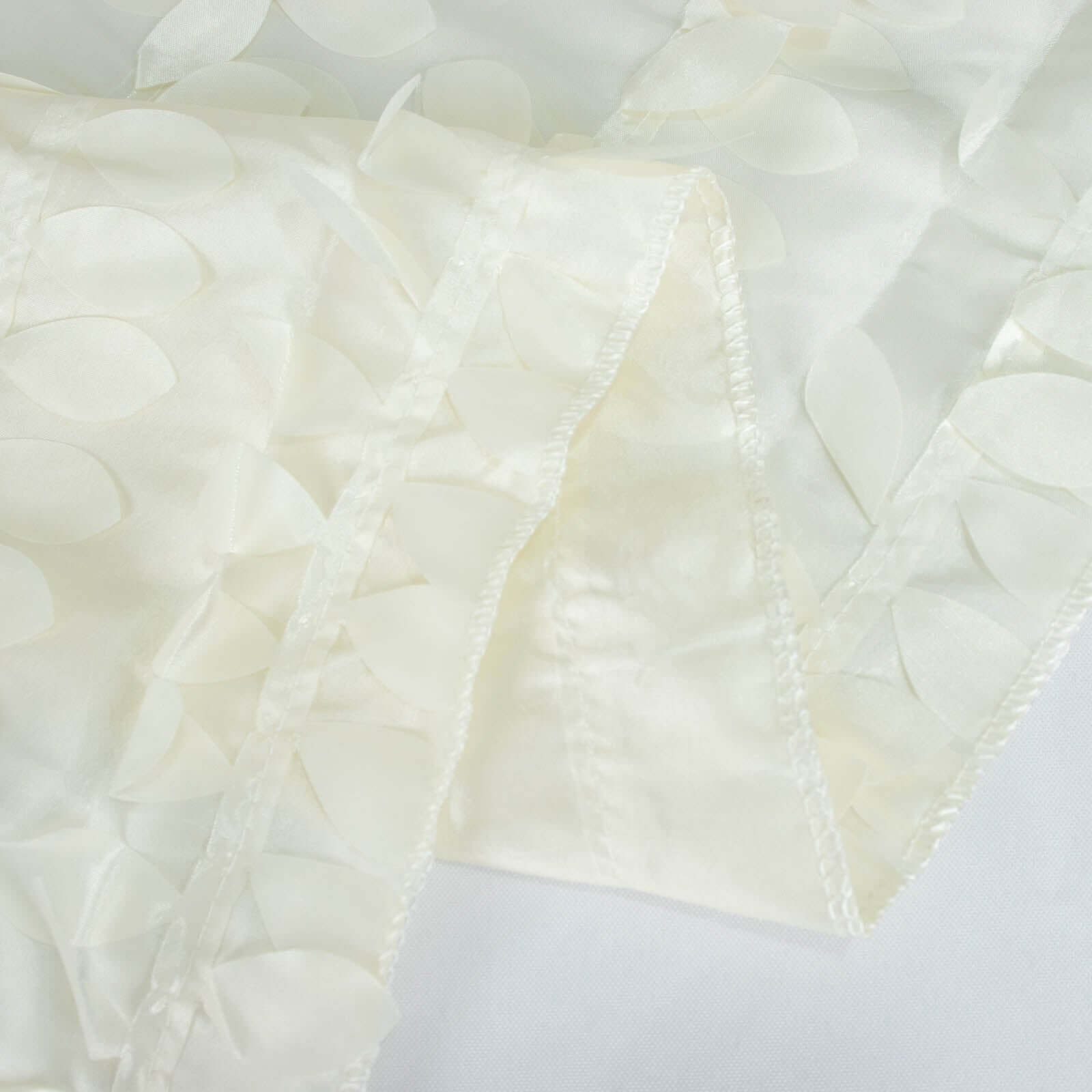 Taffeta 72"x72" Table Overlay Square Tablecloth Ivory - 3D Leaf Petal Table Cover