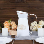 Metal Garden Water Pitcher Rustic Milk Jug Design - Shabby Chic Decorative Flower Vase 9"