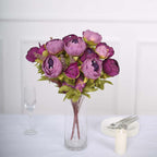 2 Pack 19" Purple Artificial Peony Flower Wedding Bouquets, Faux Silk Flower Arrangements