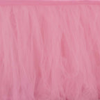 Tulle 21ft Table Skirt Pink/Rose Quartz - 4 Layer Pleated Tutu Table Cover