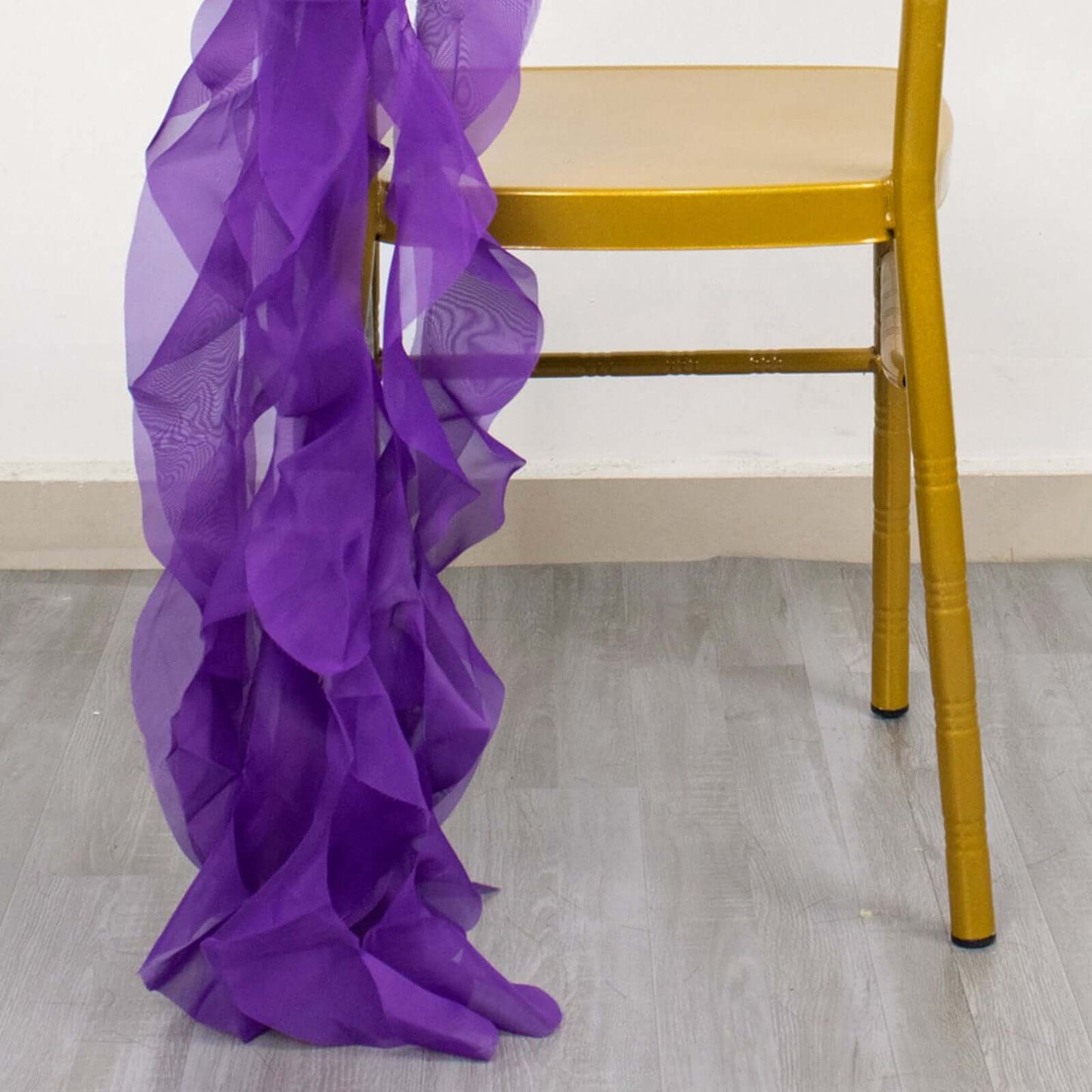 Chiffon Chair Sash with Curly Design Purple - Stylish Chair Decorations