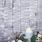 3 Rolls 28ft Silver Ruffled Tissue Paper Party Streamers, Crepe Paper Backdrop Decorations
