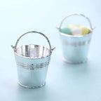 12 Pack 2" Silver Mini Planter Treat Party Favor Boxes, Small Pail Bucket Candy Container Gift Boxes