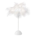 Table Lamp Feather Design White LED Battery Operated - Cordless Wedding Centerpiece 15"