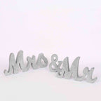 Wooden "Mr & Mrs" Freestanding Letters Silver Glittered - Rustic Glam Wedding Table Display Signs