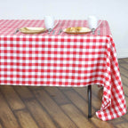 Polyester 60"x126" Rectangle Tablecloth White/Red - Buffalo Plaid Checkered Table Cover