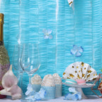 3 Pack 28ft Light Blue Ruffled Paper Streamer Rolls, Crepe Tissue Party Decorations