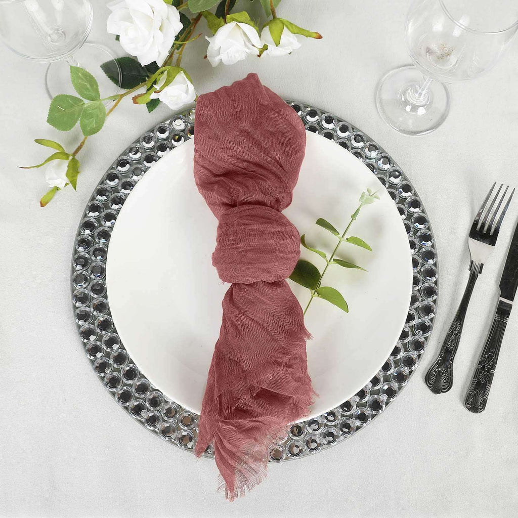 5 Pack Gauze Cheesecloth 24"x19" Napkins Mauve / Cinnamon Rose Reusable Dinner Napkins
