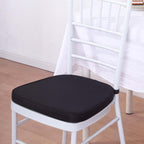 Chiavari Chair Cushion with 1.5" Thick Memory Foam and Ties Black - Stylish Removable Cover for Comfort