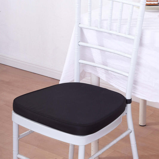 Chiavari Chair Cushion with 1.5" Thick Memory Foam and Ties Black - Stylish Removable Cover for Comfort - NestOCart