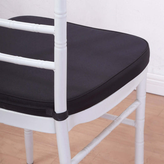 Chiavari Chair Cushion with 1.5" Thick Memory Foam and Ties Black - Stylish Removable Cover for Comfort - NestOCart