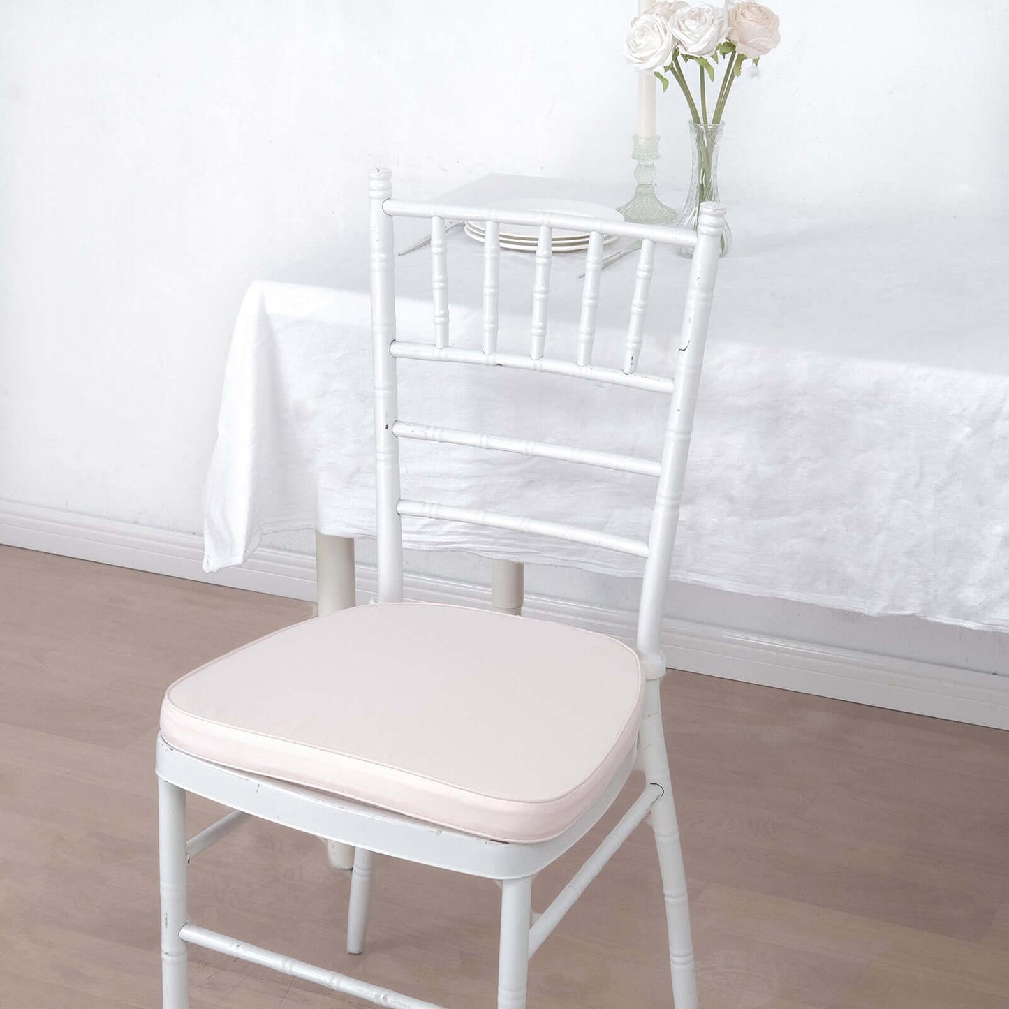 Chiavari Chair Cushion with 1.5" Thick Memory Foam and Ties Blush - Stylish Removable Cover for Comfort - NestOCart