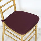 Chiavari Chair Cushion with 1.5" Thick Memory Foam and Ties Burgundy - Stylish Removable Cover for Comfort - Bell Racket Store