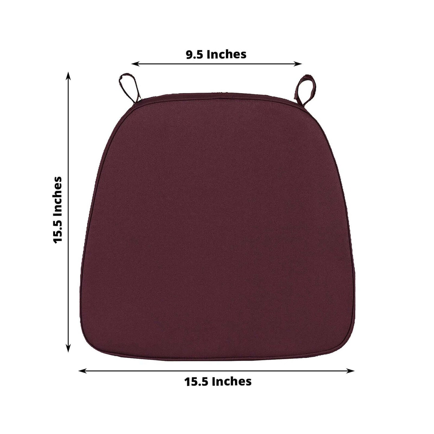 Chiavari Chair Cushion with 1.5" Thick Memory Foam and Ties Burgundy - Stylish Removable Cover for Comfort - Bell Racket Store